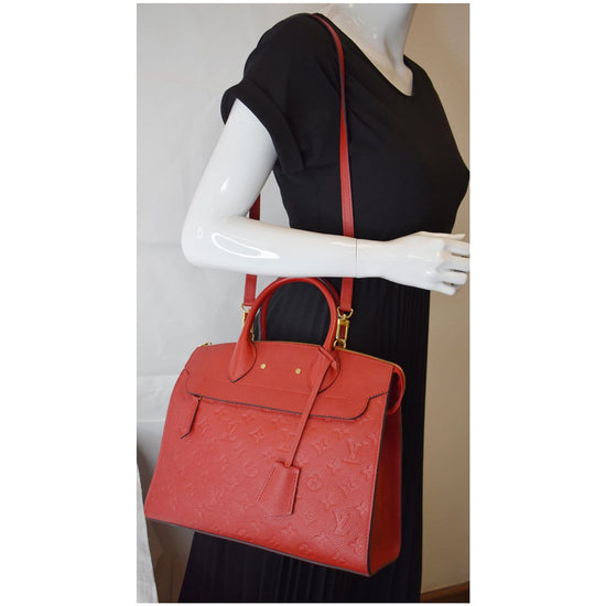 LOUIS VUITTON Pont Neuf Monogram Empreinte Leather Shoulder Bag Red