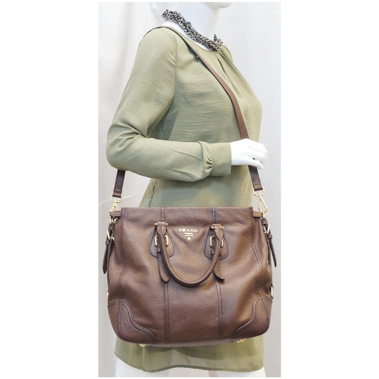 Prada Brown Cervo Antik Deerskin Large Shoulder Bag at Jill's Consignment