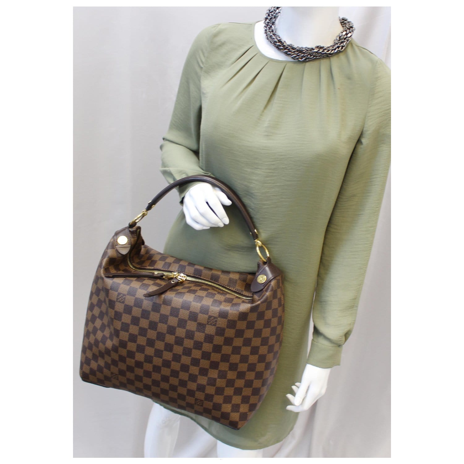 LOUIS VUITTON Duomo Hobo Damier Ebene Shoulder Bag Brown-US