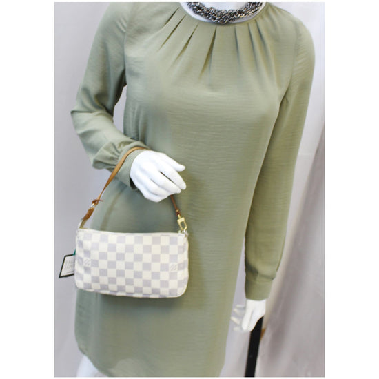 Louis Vuitton Neutrals, Pattern Print Damier Azur Pochette Accesories