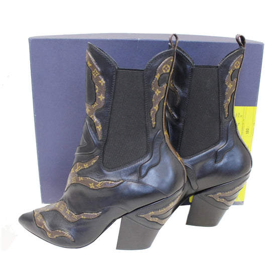 Louis Vuitton Fireball Leather Ankle Boots - Current Season 38.5