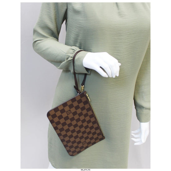 Authentic Louis Vuitton Damier Ebene Wristlet Pouch – MaisonFab