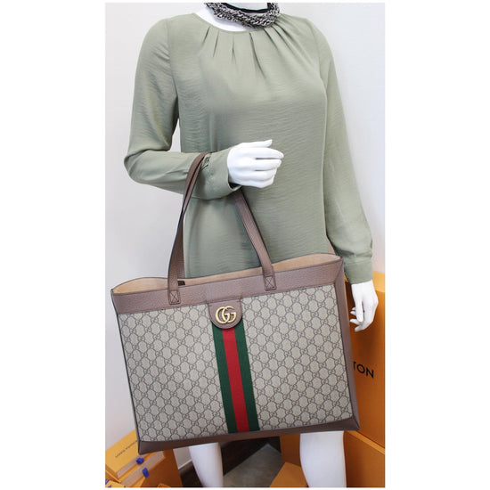 Gucci Ophidia Soft GG Supreme Large Tote in Green for Men