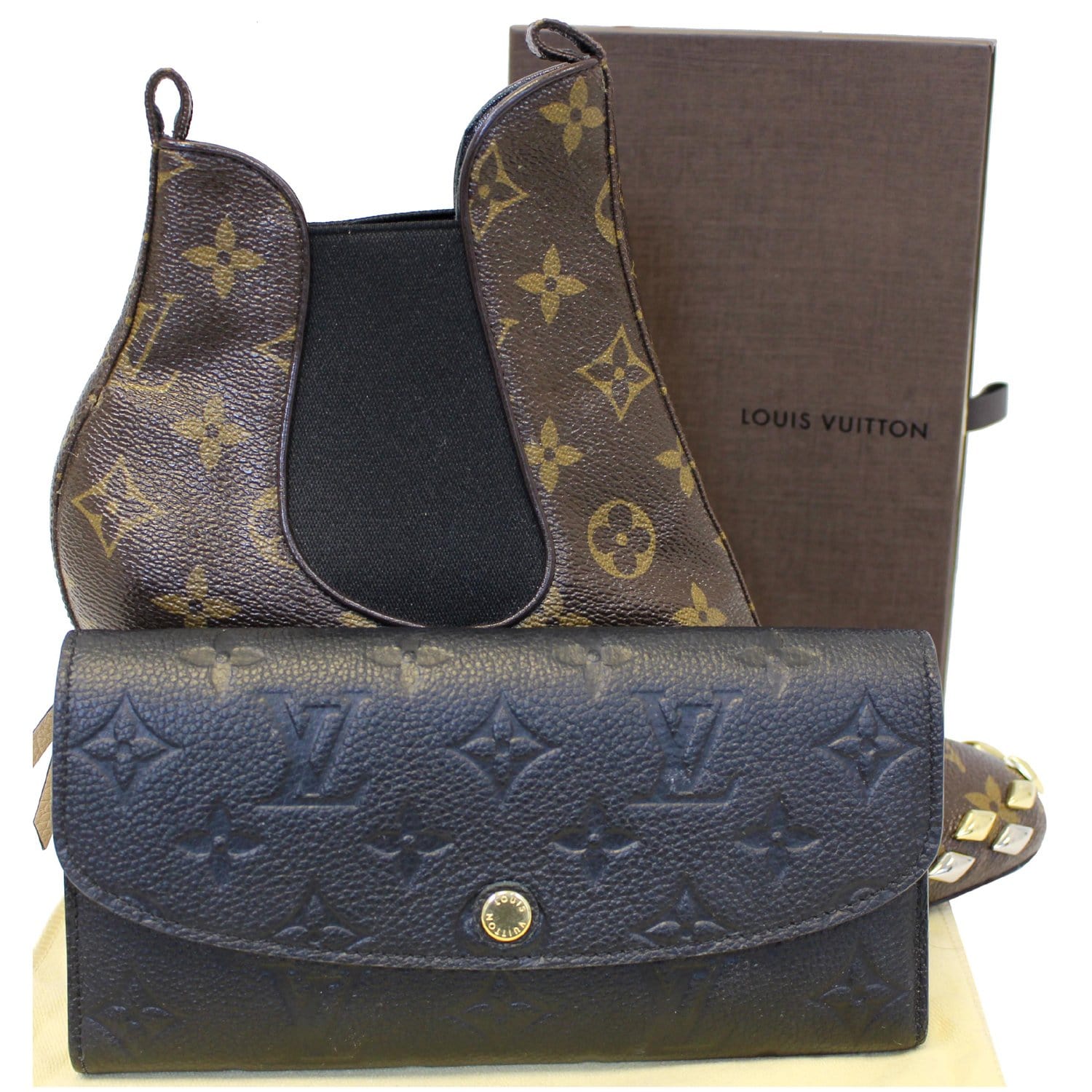 LOUIS VUITTON Emilie Monogram Empreinte Leather Wallet Black-US