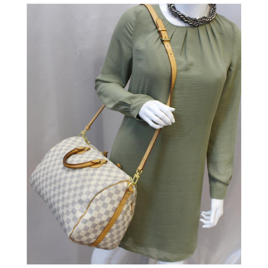 Speedy Louis Vuitton Louis vuitto bandouliere 35 Damier Azur White Cloth  ref.348230 - Joli Closet