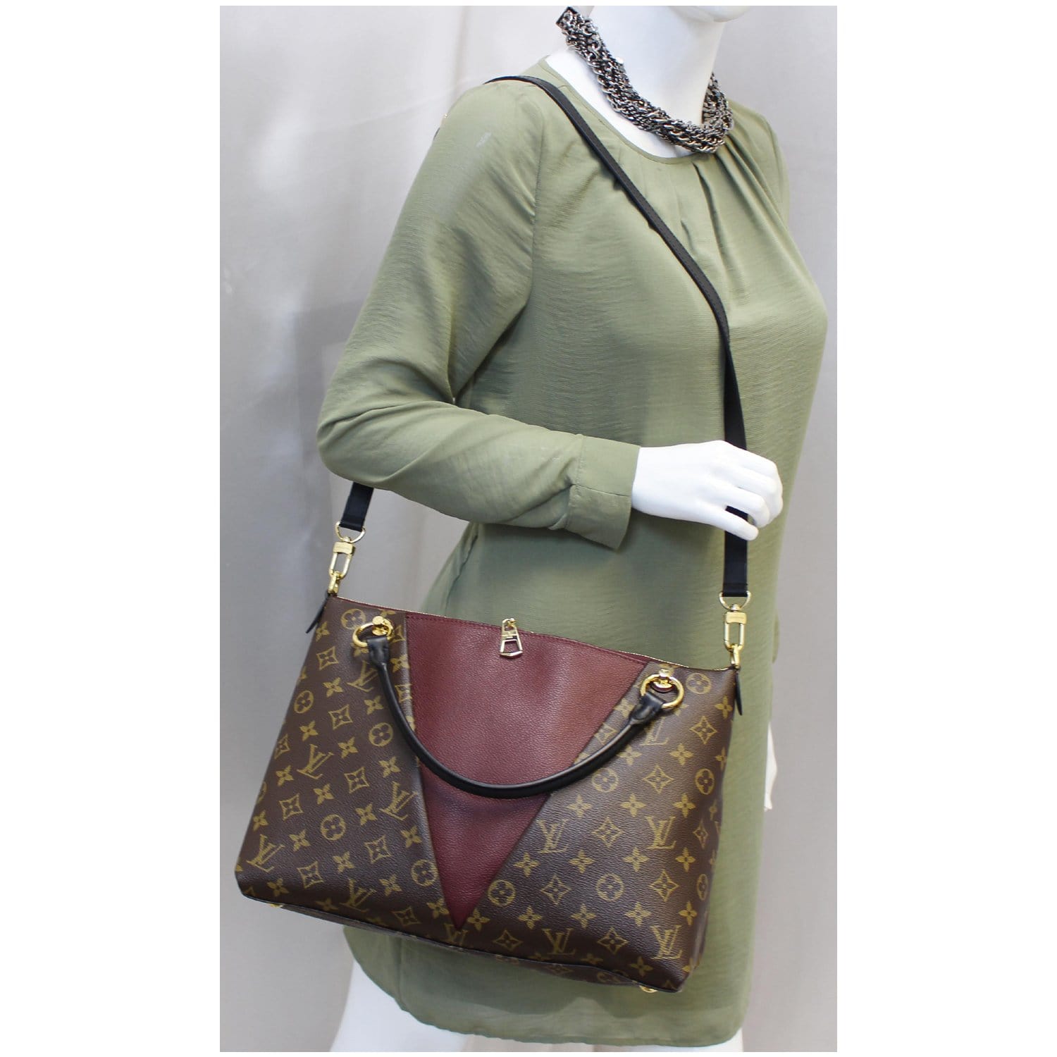 Louis Vuitton V Tote Monogram Canvas and Leather MM Black, Brown