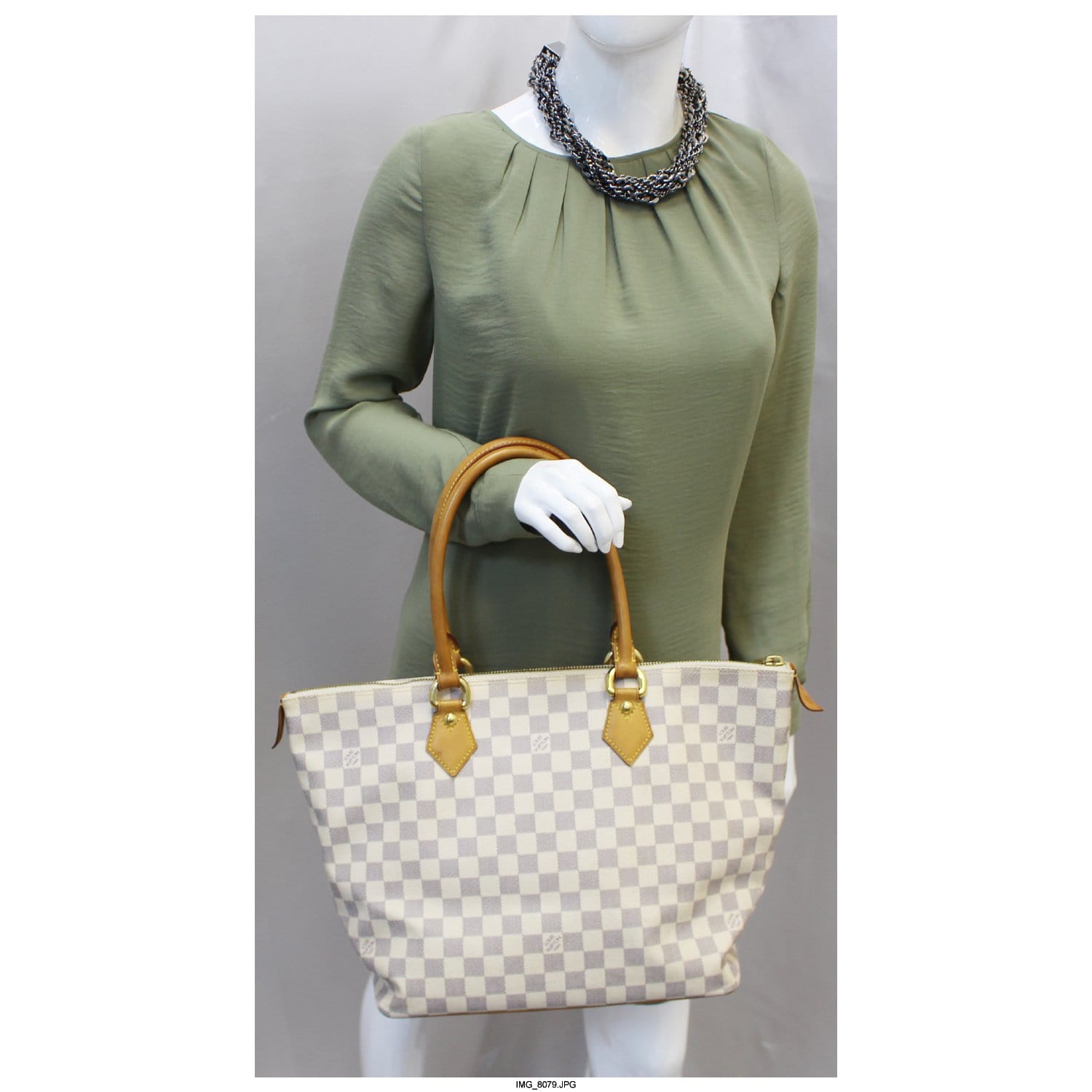 LOUIS VUITTON Saleya MM Damier Azur White Shoulder Bag