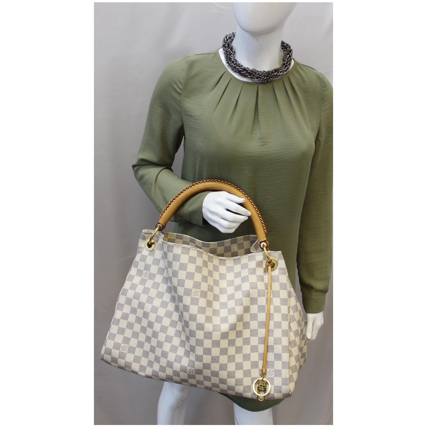 LOUIS VUITTON Artsy MM Damier Azur Shoulder Bag White-US