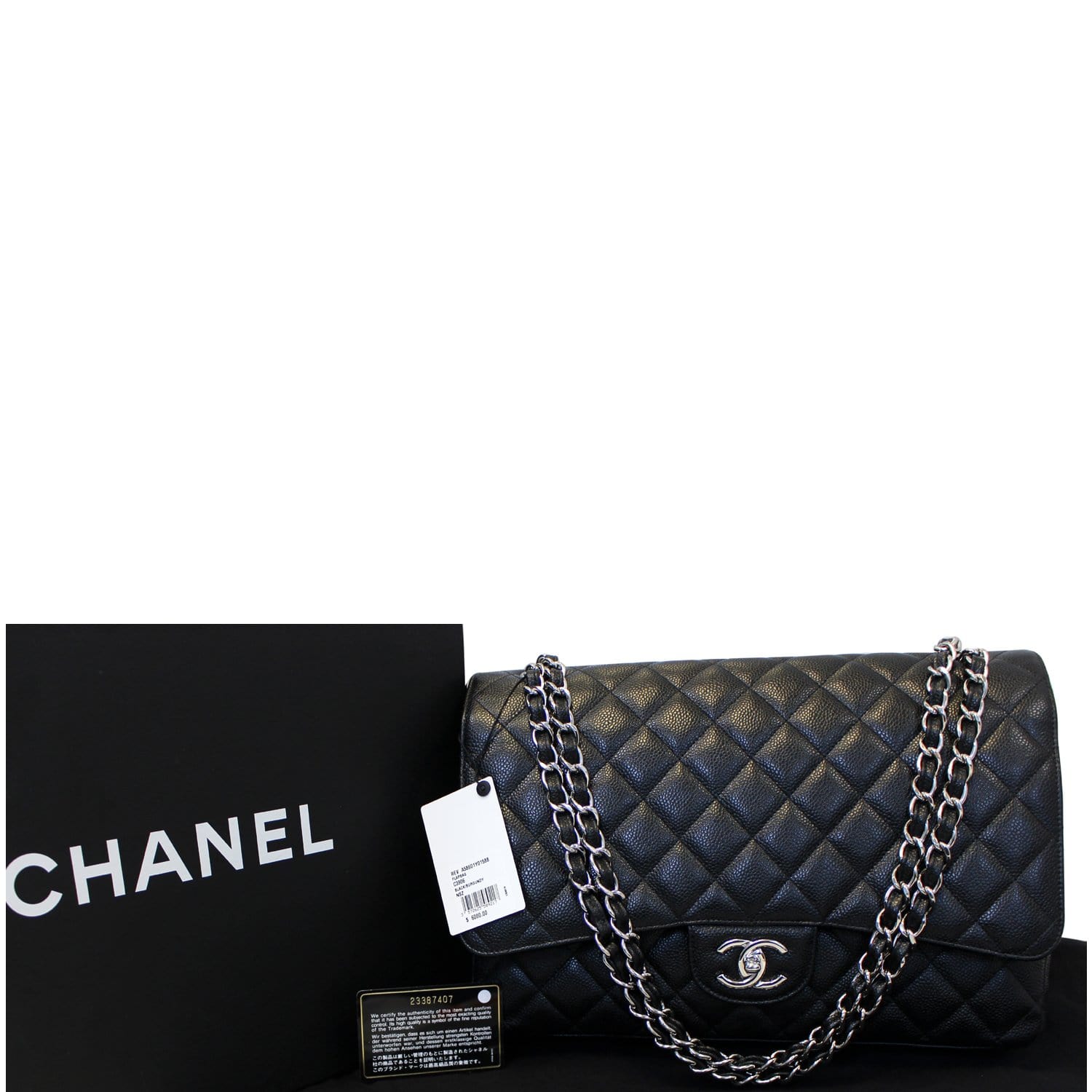 CHANEL Black Caviar Leather Classic Maxi Double Flap Bag Silver Hardwa -  The Purse Ladies