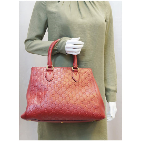 GUCCI Guccissima Leather Top Handle Bag Red 453704-US