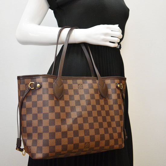 LOUIS VUITTON Damier Ebene Neverfull PM Tote Shoulder Bag