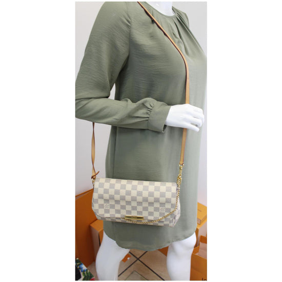 LOUIS VUITTON Favorite MM Damier Azur Crossbody Bag White