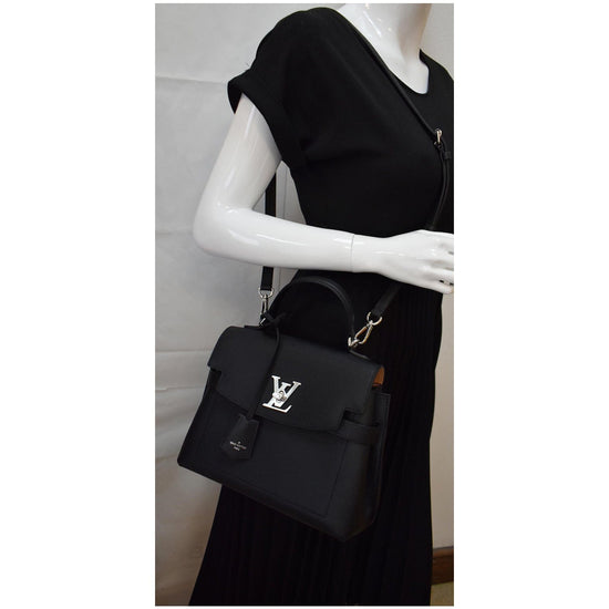 LOUIS VUITTON Lockme Ever BB Pebbled Leather Crossbody Bag Black