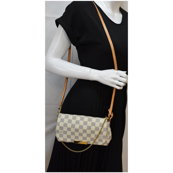 LOUIS VUITTON Favorite PM Damier Azur Crossbody Bag White