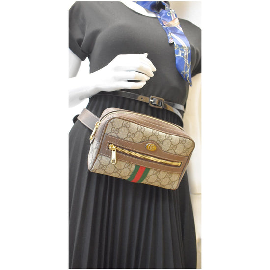 Gucci GG Supreme Ophidia Web Belt Bag Brown