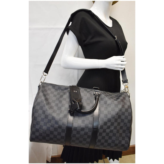 Louis Vuitton Black Damier Graphite Keepall Bandouliere 45 Duffle Bag 4l830a
