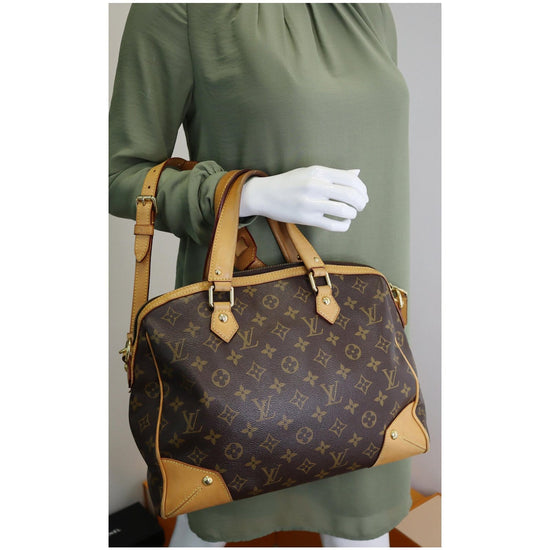 Louis Vuitton Retiro Brown Monogram Nior Black Satchel Duffle Crossbody  Canvas