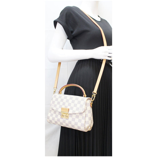 LOUIS VUITTON Croisette Damier Azur Satchel Crossbody Bag White