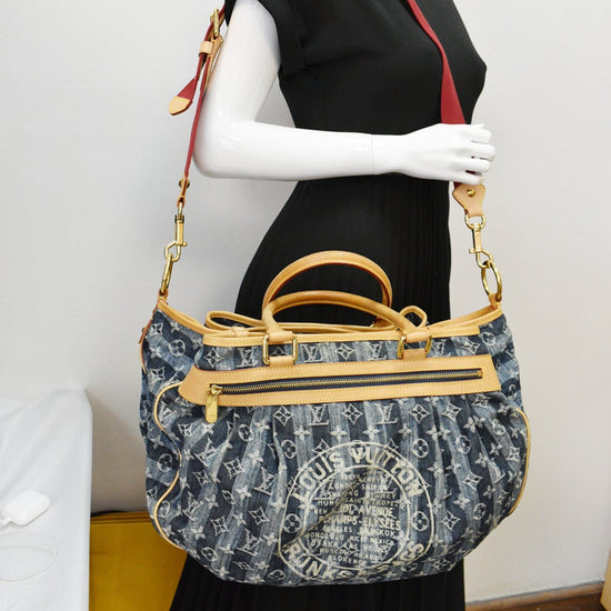 Louis Vuitton, Bags, Louis Vuittonblue Monogram Denim Cabas Raye Gm