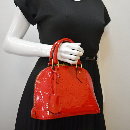 Louis Vuitton Alma Bb Patent Leather Dome Bag in Red