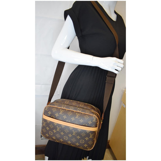 LOUIS VUITTON Reporter PM Monogram Canvas Shoulder Bag Brown