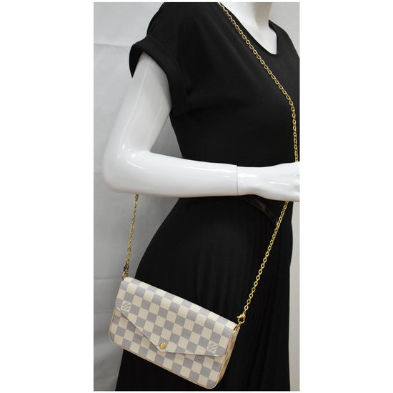 RvceShops Revival, White Louis Vuitton Damier Azur Pochette Felicie  Crossbody Bag