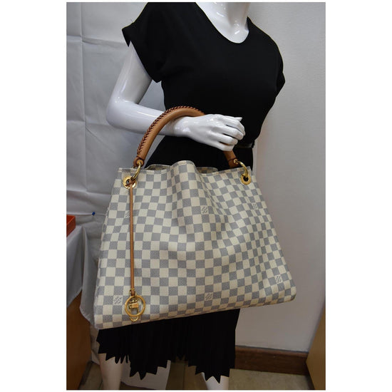 Louis Vuitton Artsy MM Damier Azur Hobo Bag White For Sale