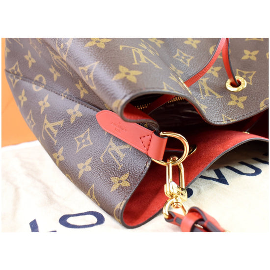 Louis Vuitton Shoulder Bag Neonoe Brown Red Coquelicot Monogram