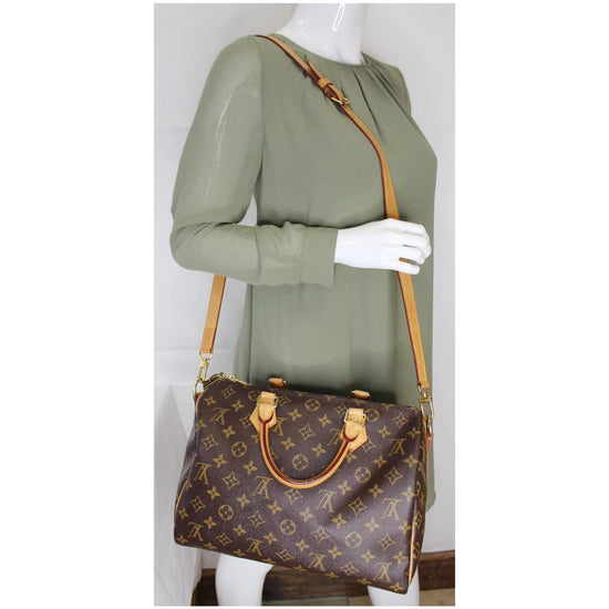 LOUIS VUITTON Speedy 30 Bandouliere Monogram Canvas Shoulder Bag Black