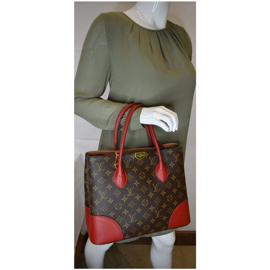 Louis Vuitton Monogram Flandrin two way bag red handles and trim COA