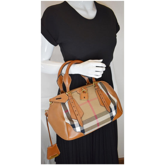 Burberry Orchard House Check Sartorial Bowling Brown Handbag Top Handle Alma