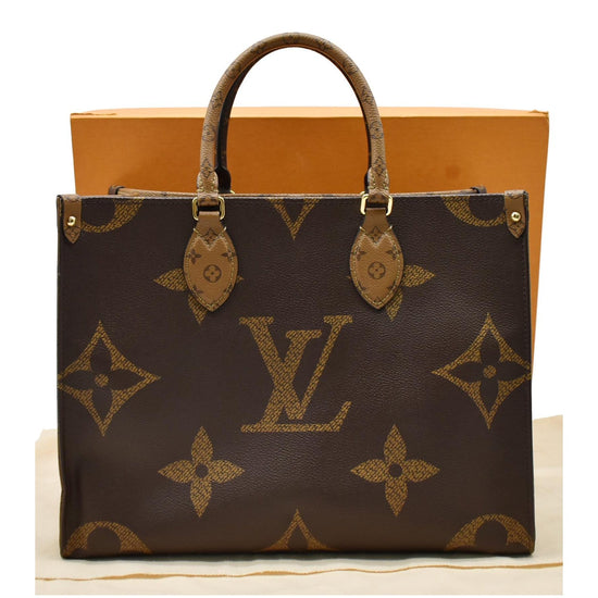 Louis Vuitton Onthego mm Giant Monogram Canvas Tote Shoulder Bag Brown