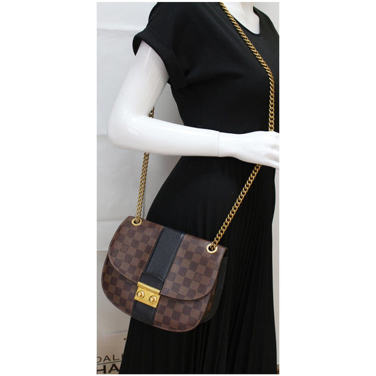 Louis Vuitton Wight Damier Ebene Chain Flap 1la422 Brown Coated Canvas  Cross Body Bag, Louis Vuitton