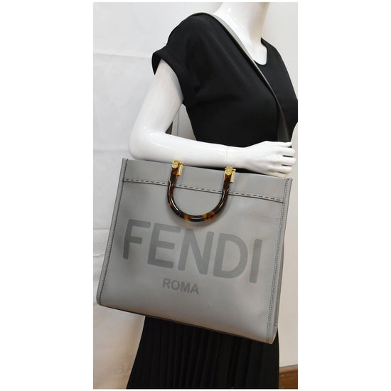 Fendi Sunshine Plexiglass Leather Shoulder Tote Bag