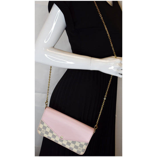 ❤️NEW LOUIS VUITTON Damier Azur Pochette Felicie Crossbody Chain