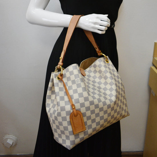 AUTH LOUIS VUITTON DAMIER AZUR GRACEFUL PM TOTE SHOULDER BAG