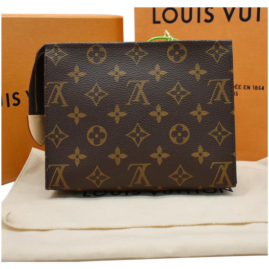 Louis+Vuitton+Toiletry+Pouch+19+Brown+Canvas+Monogram+Coated for