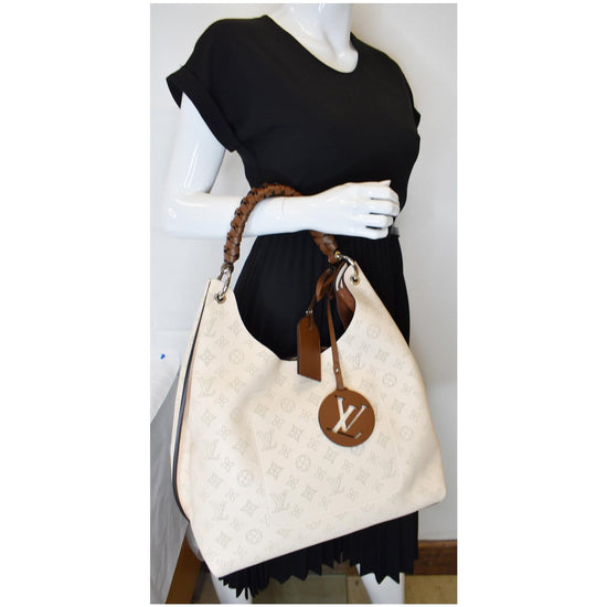 LOUIS VUITTON Carmel Mahina Calf Leather Hobo Bag Cream