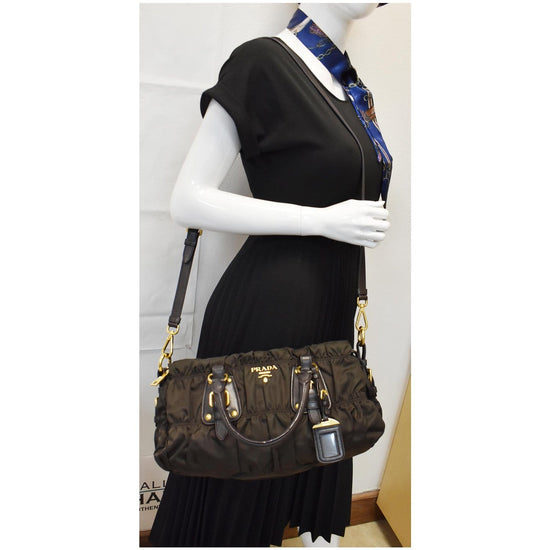 Prada Tessuto Nylon Gauffre Ruched Shoulder Bag at Jill's Consignment