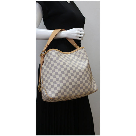 LOUIS VUITTON Delightful PM Damier Azur Shoulder Hobo Bag White