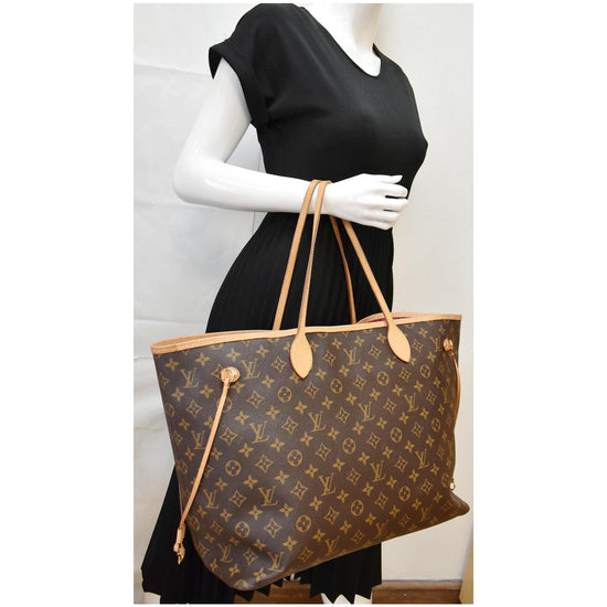 Louis Vuitton Neverfull GM Monogram Canvas Tote Bag with yellow