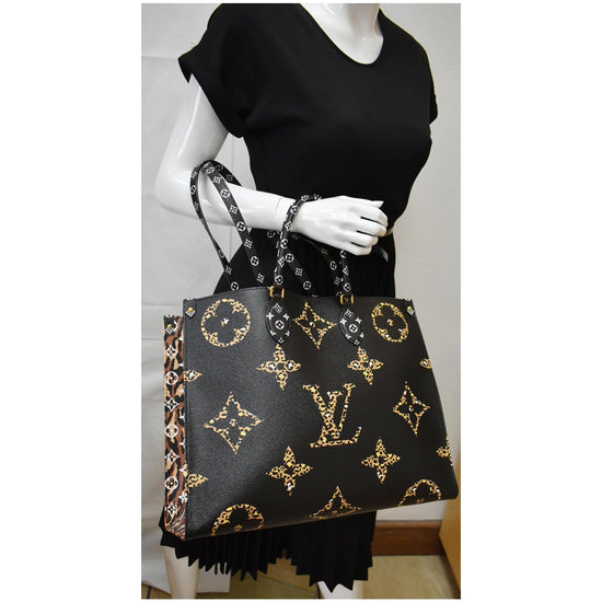 Louis Vuitton Black and Orange Jungle Giant Monogram OnTheGo Tote GM, 2019 (Very Good) , Brown/Orange/Beige Womens Handbag