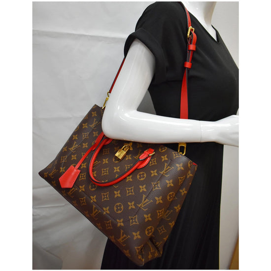 Authentic Louis Vuitton Flower Monogram Tote Red With Strap AH0189 France  Bag