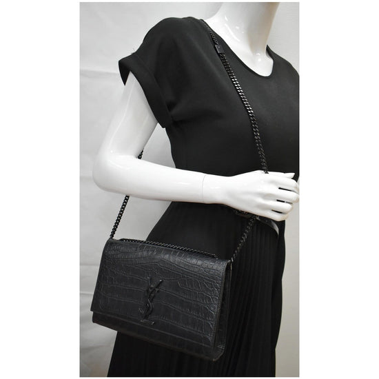 AMARA Bag Crocodile Black/Black Structured Shoulder Bag