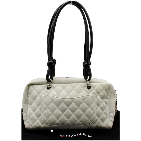 CHANEL Cambon Ligne Bowler Bag in Quilted White Leather 2005-2006