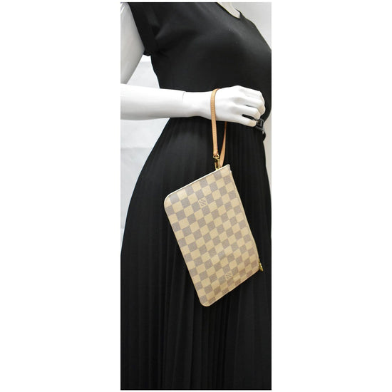 Louis Vuitton Neutrals, Pattern Print Damier Azur Neverfull Pochette L