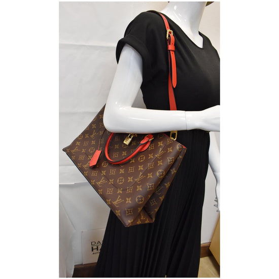 LOUIS VUITTON Flower Monogram Canvas Tote Bag Red - 10% OFF