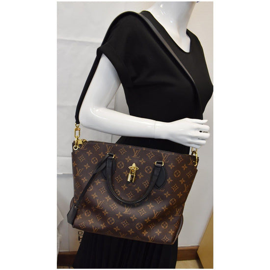 LOUIS VUITTON Monogram Flower Zipped Tote MM Black 341024