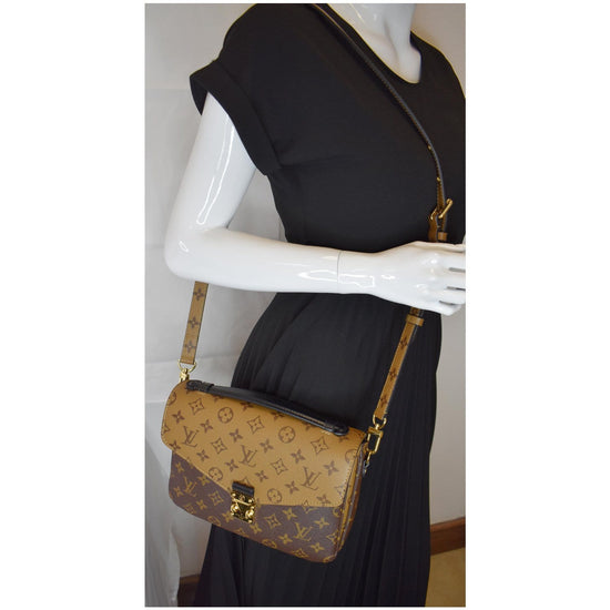 Louis Vuitton Brown Monogram Reverse Coated Canvas Pochette Métis Gold Hardware, 2020 (Very Good), Womens Handbag