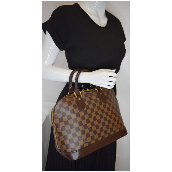 LOUIS VUITTON Alma PM Damier Ebene Satchel Bag Brown